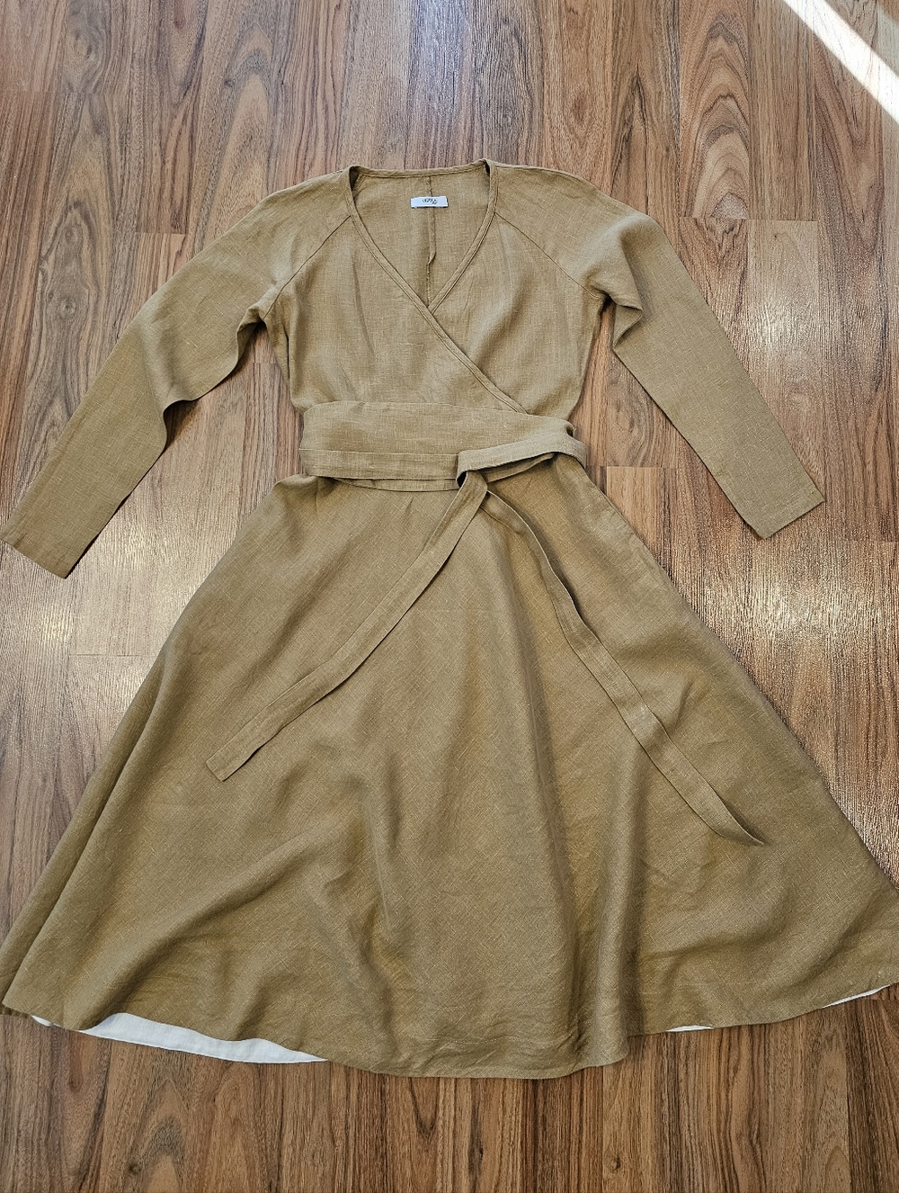 Handsewn Heavyweight Midi Linen Wrap Style Dress Made By VisibleArt On Etsy S: M